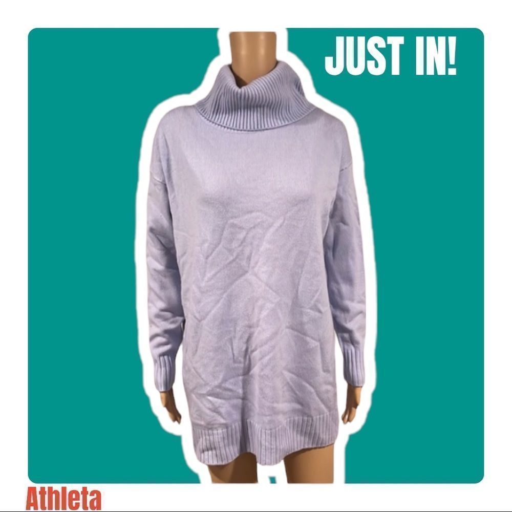 Athleta Cowl or turtleneck cashmere light purple lilac sweater with ribbed wrist